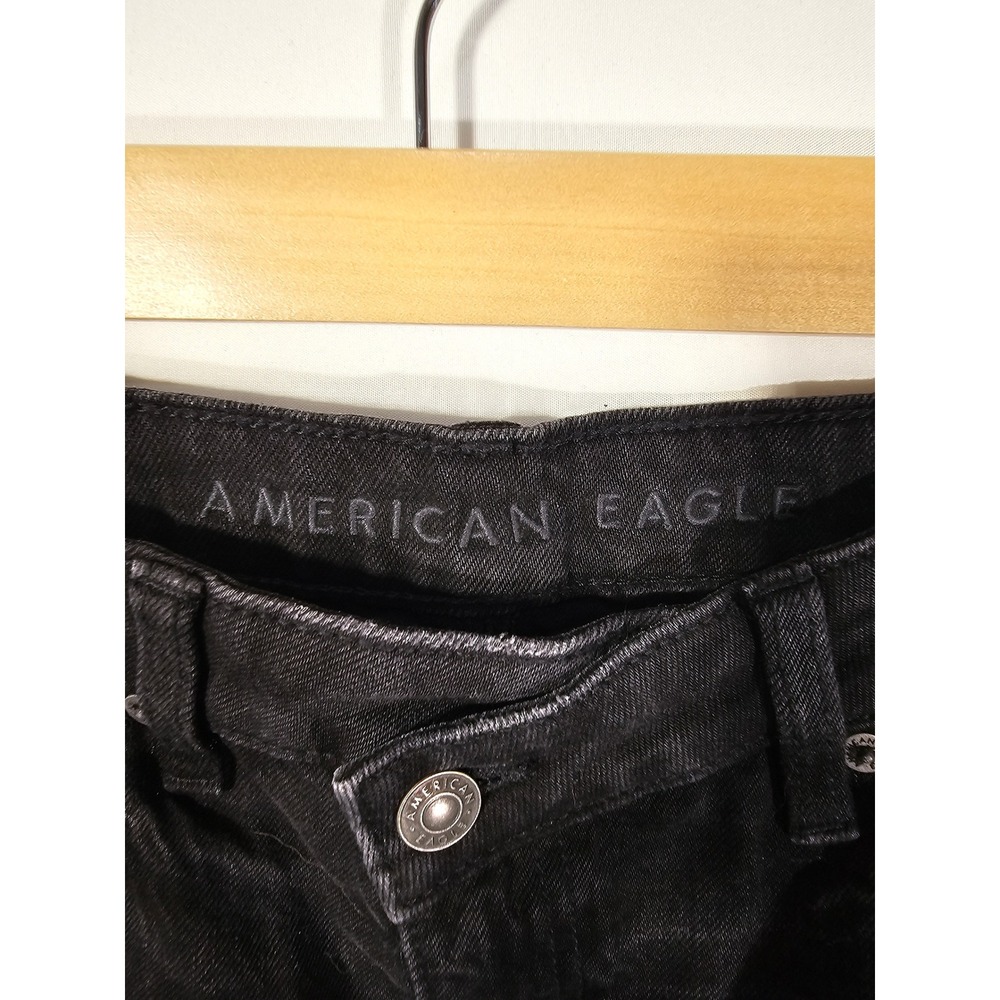 Classic Grundge Distressed Crossover American Eagle Denim Shorts Womens 2 Black - Picture 3 of 9